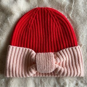 Kate Spade Bow Cuff Beanie Pink Multi